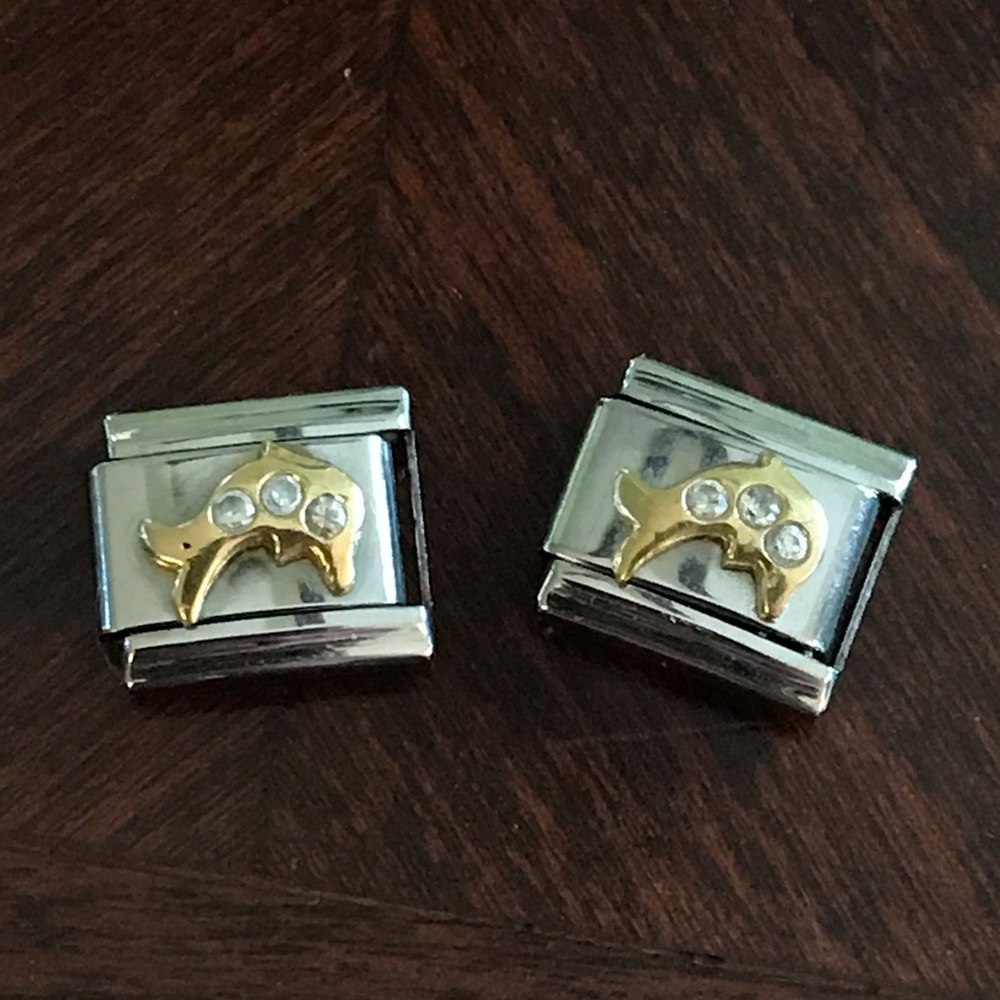 Italian gold and silver dolphin charm links